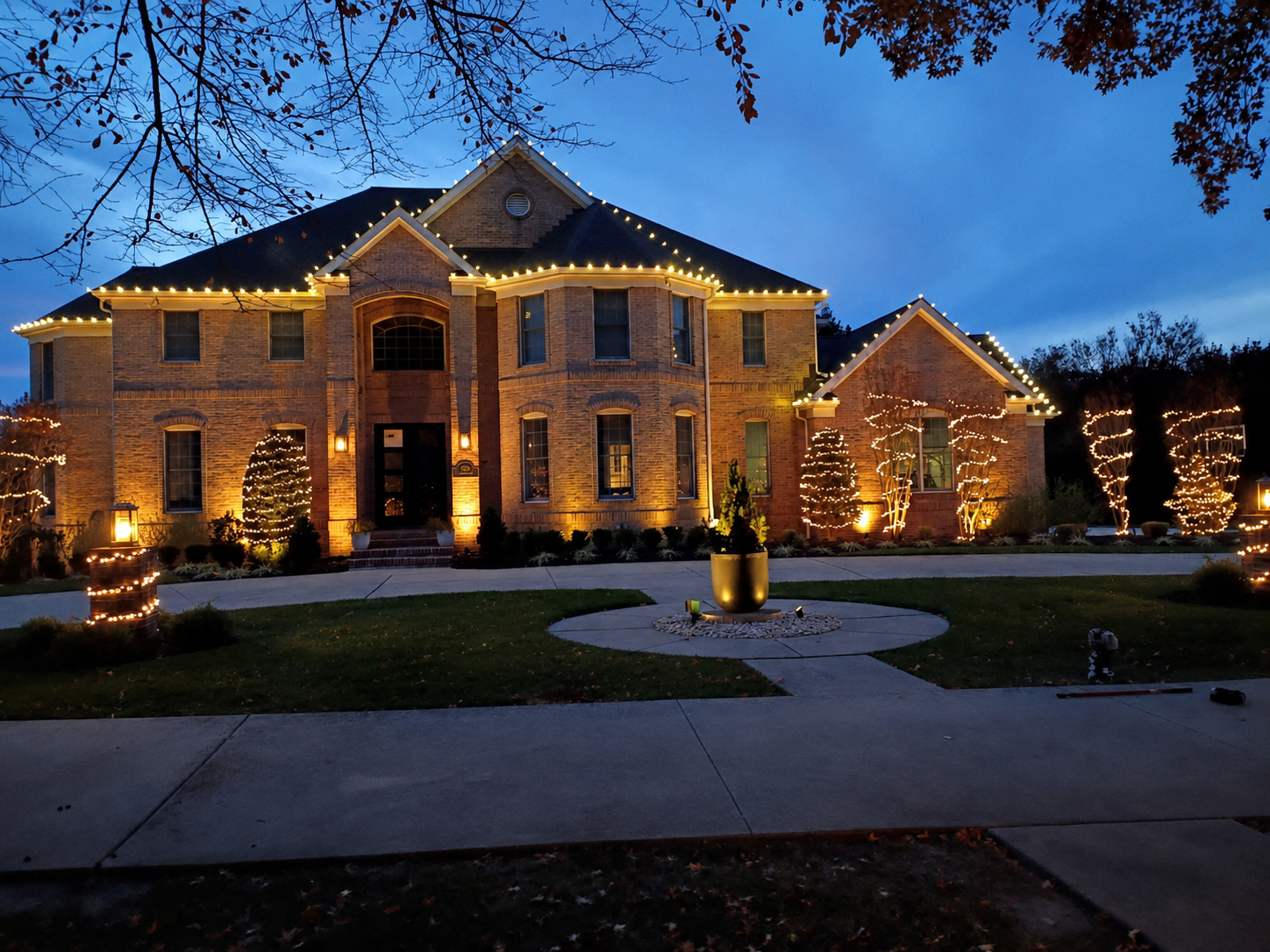 Holiday light installation on residential property